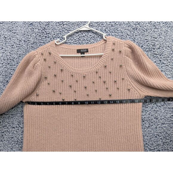 a.n.a. Puff Sleeve Pearl Detail Sweater Size M Preppy Knit Cottage Pastel Pink - Picture 7 of 10
